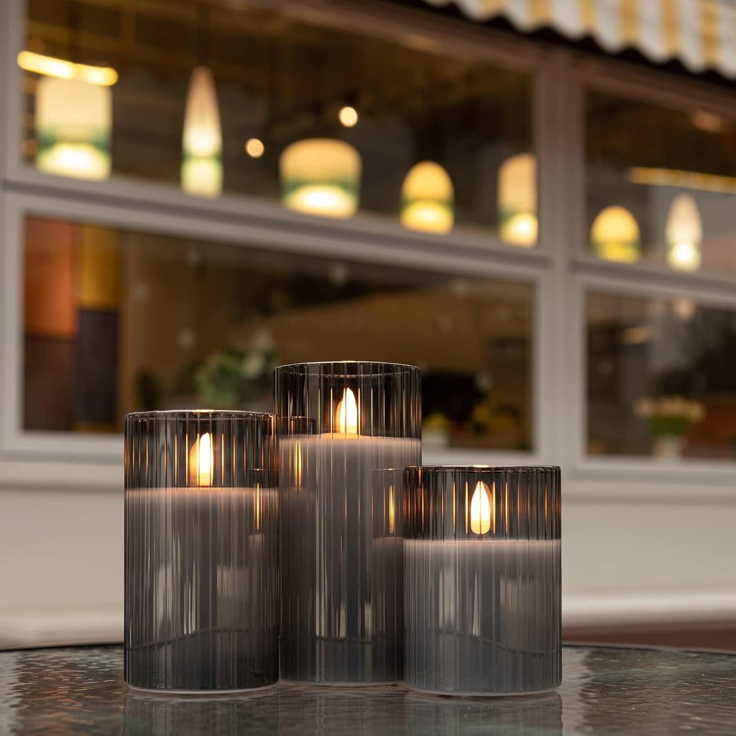 ANGELLOONG Flickering Flameless Candles, Realistic Battery Operated Candles with Remote and Timer, Set of 3 LED Candles for Fall Room Home Wedding Decor Centerpieces Table Party Christmas Decorations