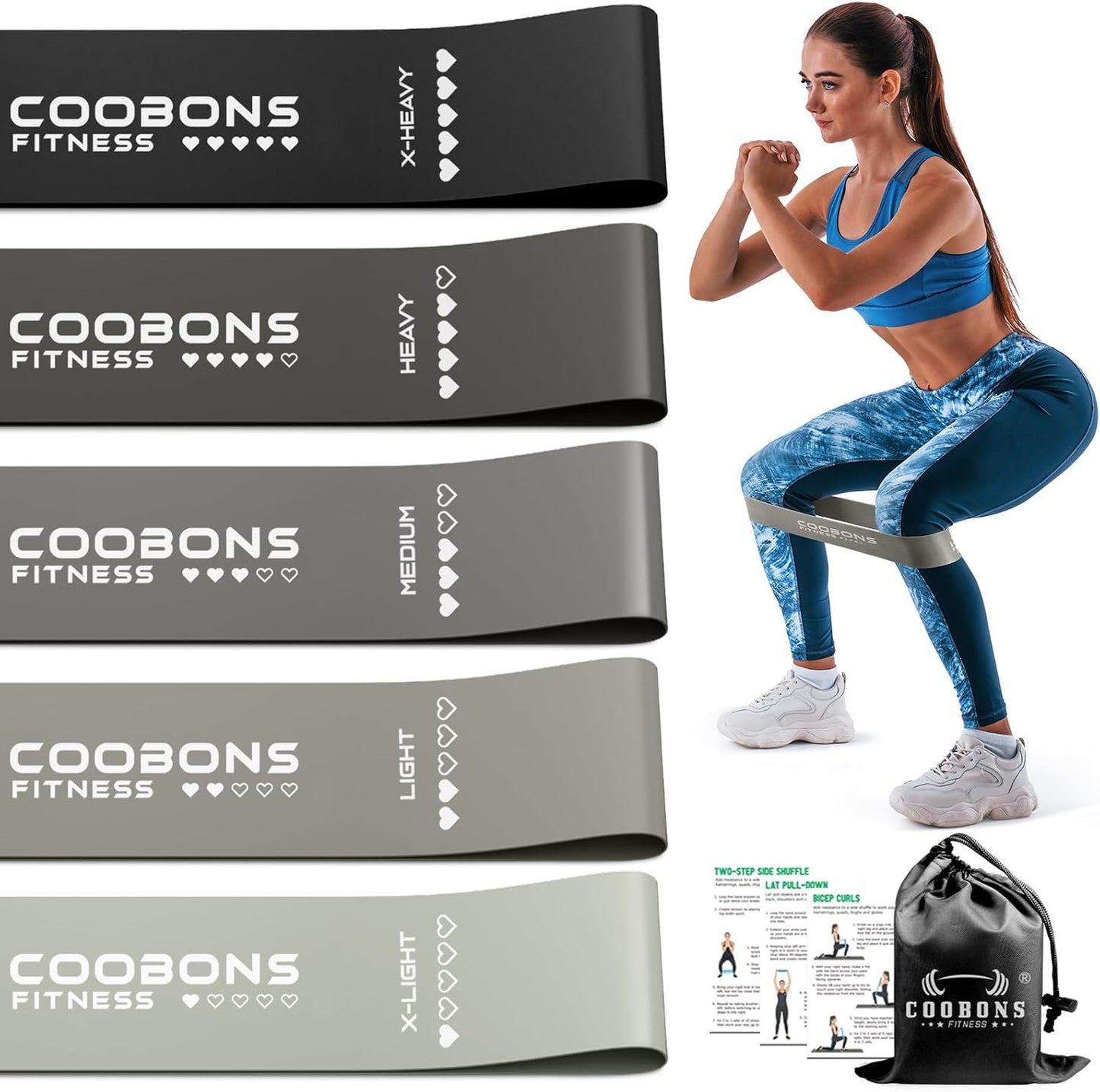 Resistance Bands for Working Out, Exercise Bands Resistance Bands Set with 5 Resistance Levels, Latex Loop Bands for Women Men, Workout Bands for Legs, Glutes, Strength Training, Yoga, Home Gym