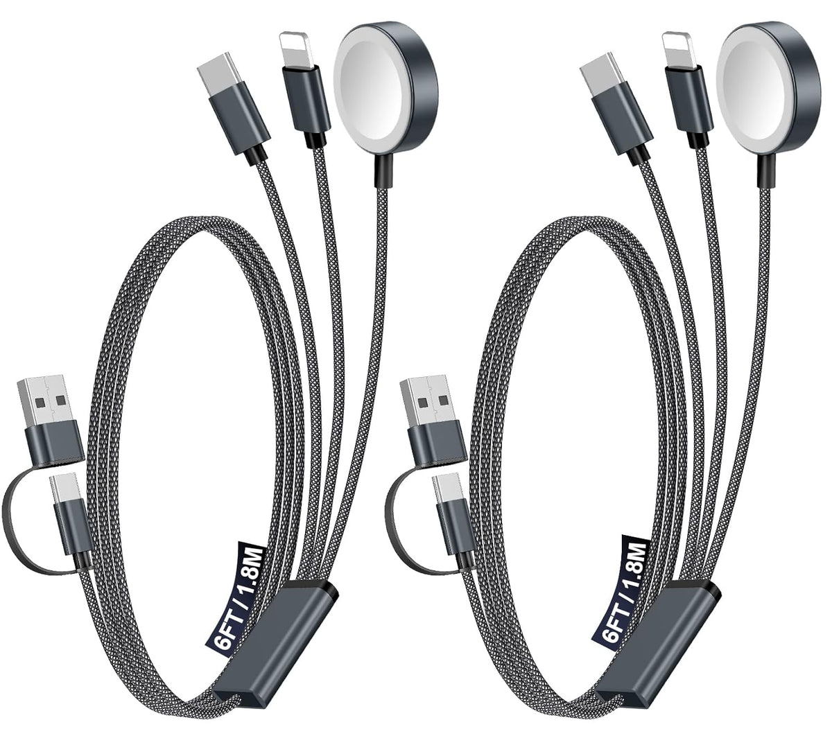 Travel Essentials for Apple Watch Charger,3-in-2 Multi Charging Cable