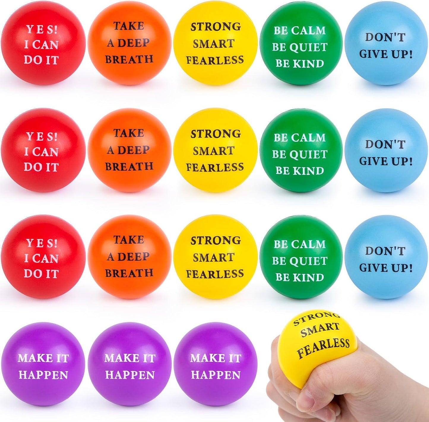 LOVESTOWN 18 PCS Motivational Stress Relief Balls, Squeeze Toys, 2 Inch