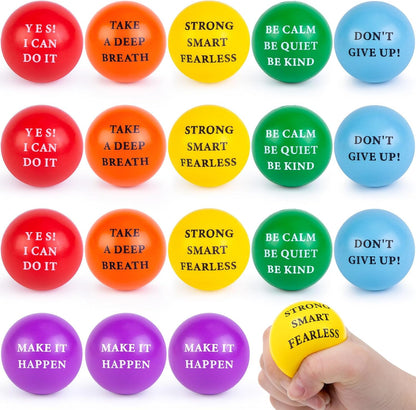 LOVESTOWN 18 PCS Motivational Stress Relief Balls, Squeeze Toys, 2 Inch