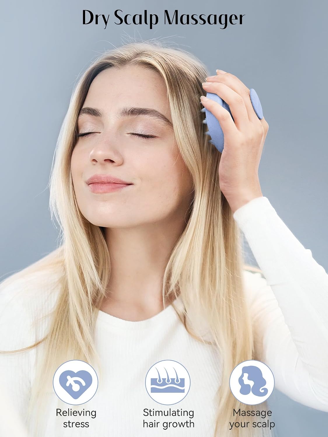 HEETA Scalp Massager Hair Growth, Soft Silicone Scalp Scrubber Shampoo Brush for Exfoliation, Dandruff Removal Head Massage Stress Relax, Wet & Dry Use for Thick Thin Curly Hair Care, Black