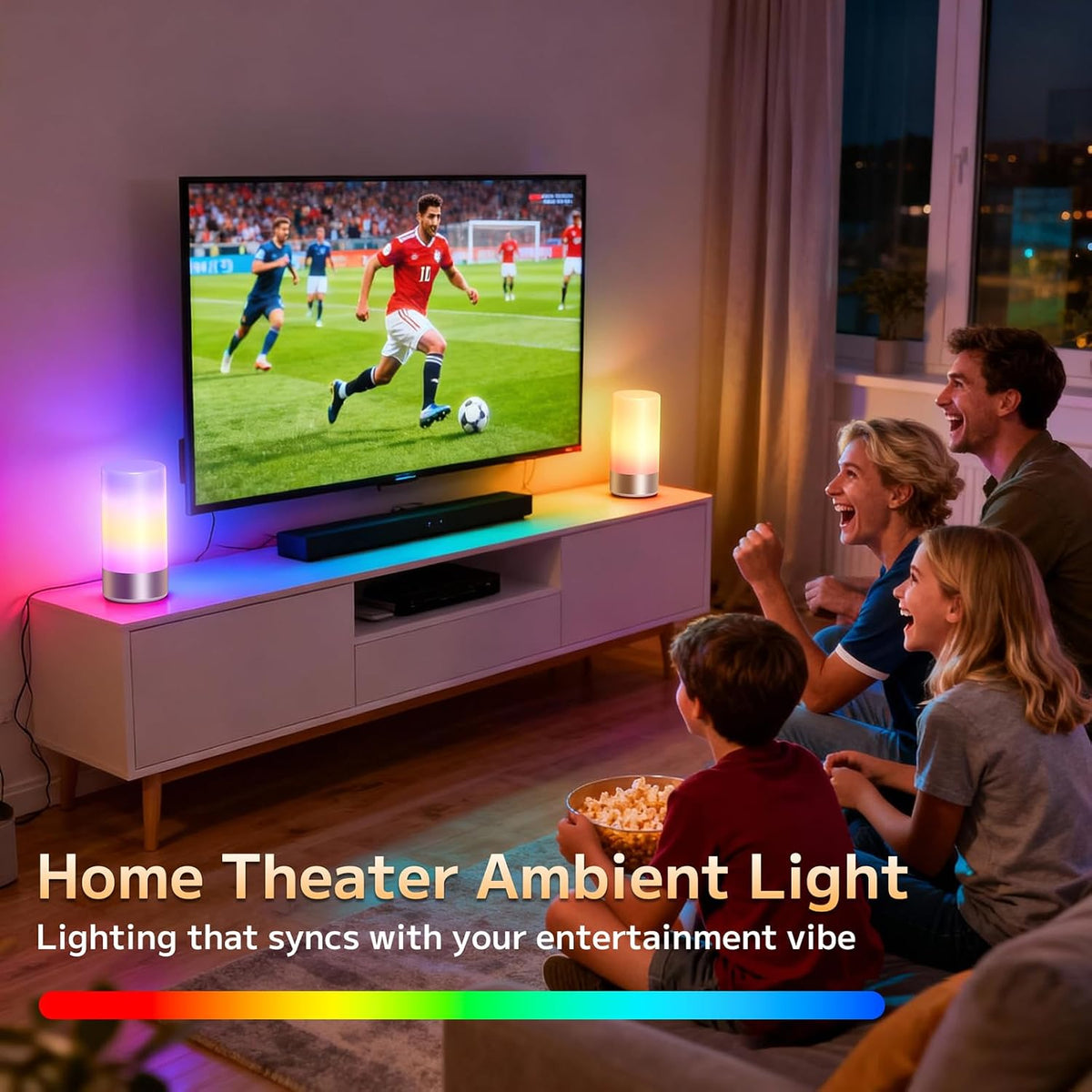 Table Lamp, Bedside Touch Control Lamp for Bedroom 3 Level Dimmable Warm White Lights with 256 RGB Color Mode Modern Deisgn Smart Nightstand Desktop LED Lamps Portable for Read(Advanced)