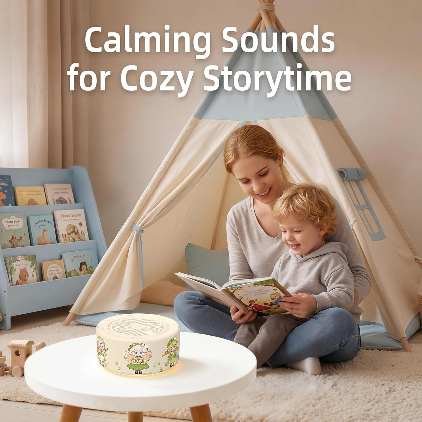Kipcush White Noise Machine for Baby & Adults, 30 Soothing Sounds, Soft Non-Glare Nursery Lamp, 8 Color Night Lights, Memory Function (Angel V1 White, Standard)