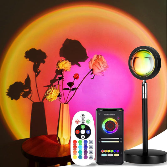Sunset Lamp Projection, Sunset Night Light Rainbow Projector 180° 16 Color Changing 4 Modes, Vlog, Photography, Decorative, Party Decor, Gift for Women(16 Color) (red) (red)