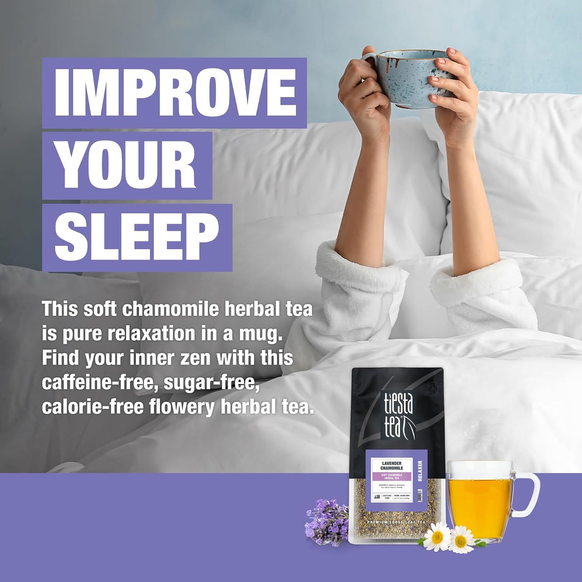 Tiesta Tea Lavender Chamomile Herbal Tea Loose Leaf Calming Blend 8oz