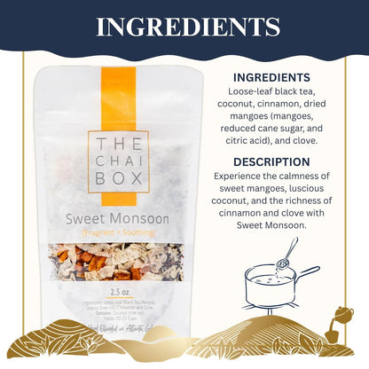 The Chai Box Traditional Coconut & Mango Chai - 100% Organic Black Tea