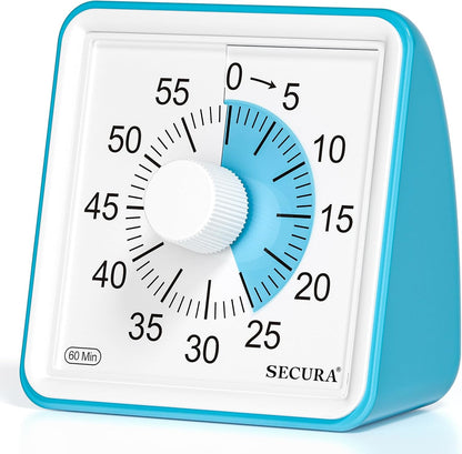 Secura 60-Minute Visual Timer, Classroom Timer, Countdown Timer for Kids and Adults, Time Management Tool for Teaching (Navy Blue & Navy Blue)