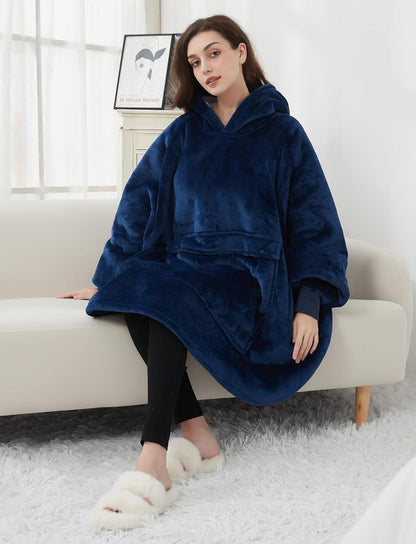 KFUBUO Wearable Blanket Hoodie for Adults Sherpa All Patterns Cat Oversized Sweatshirt Blanket with Pockets for Women