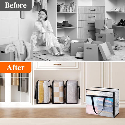 Lifewit Clear Storage Bags, 45L Clothes Organizer with Zipper