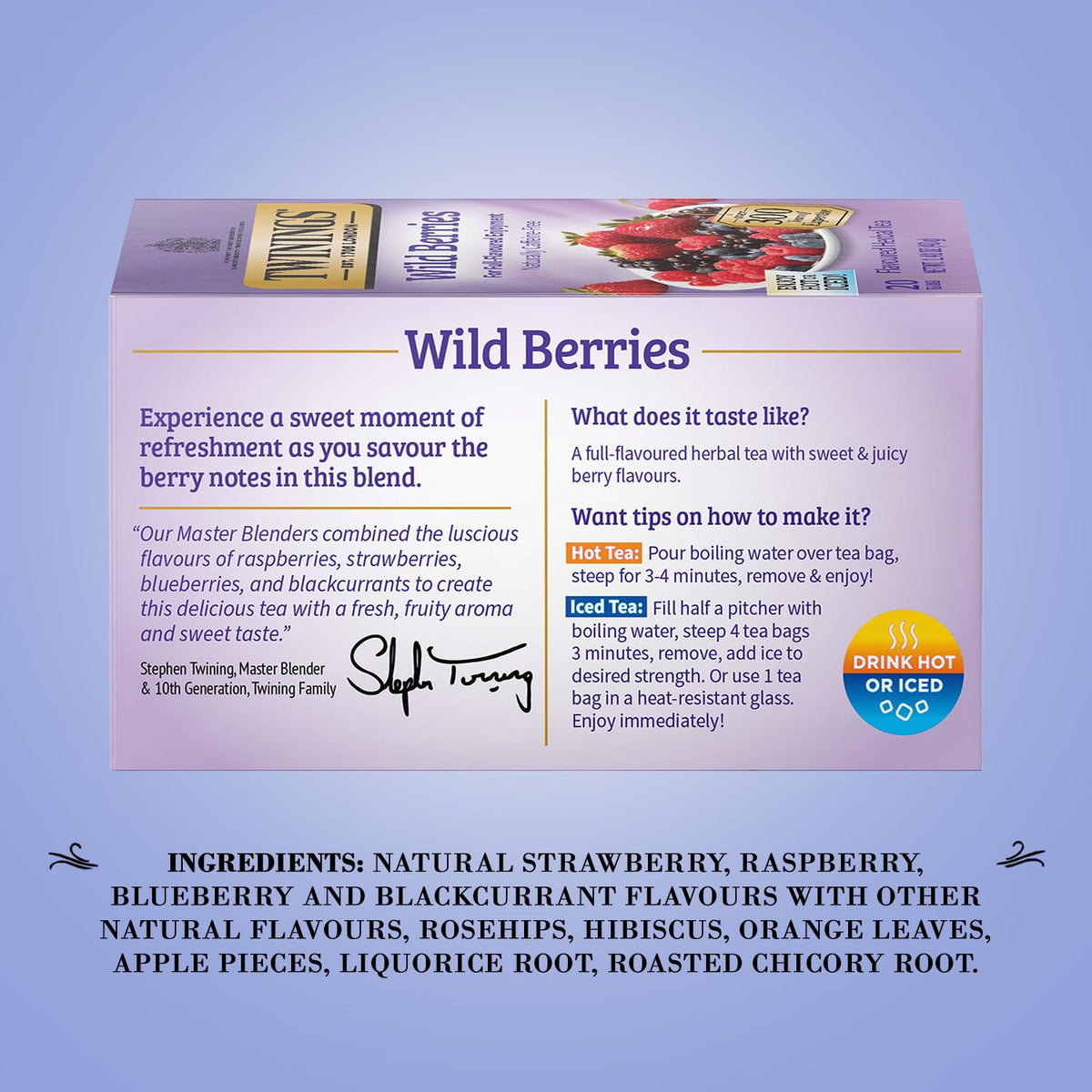 Twinings Wild Berries Herbal Tea 2-Pack, 20 Count Ea