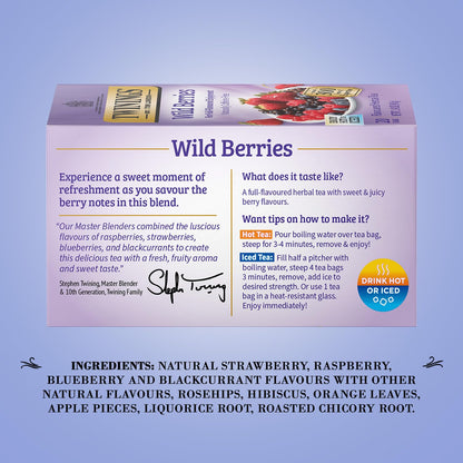 Twinings Wild Berries Herbal Tea 2-Pack, 20 Count Ea