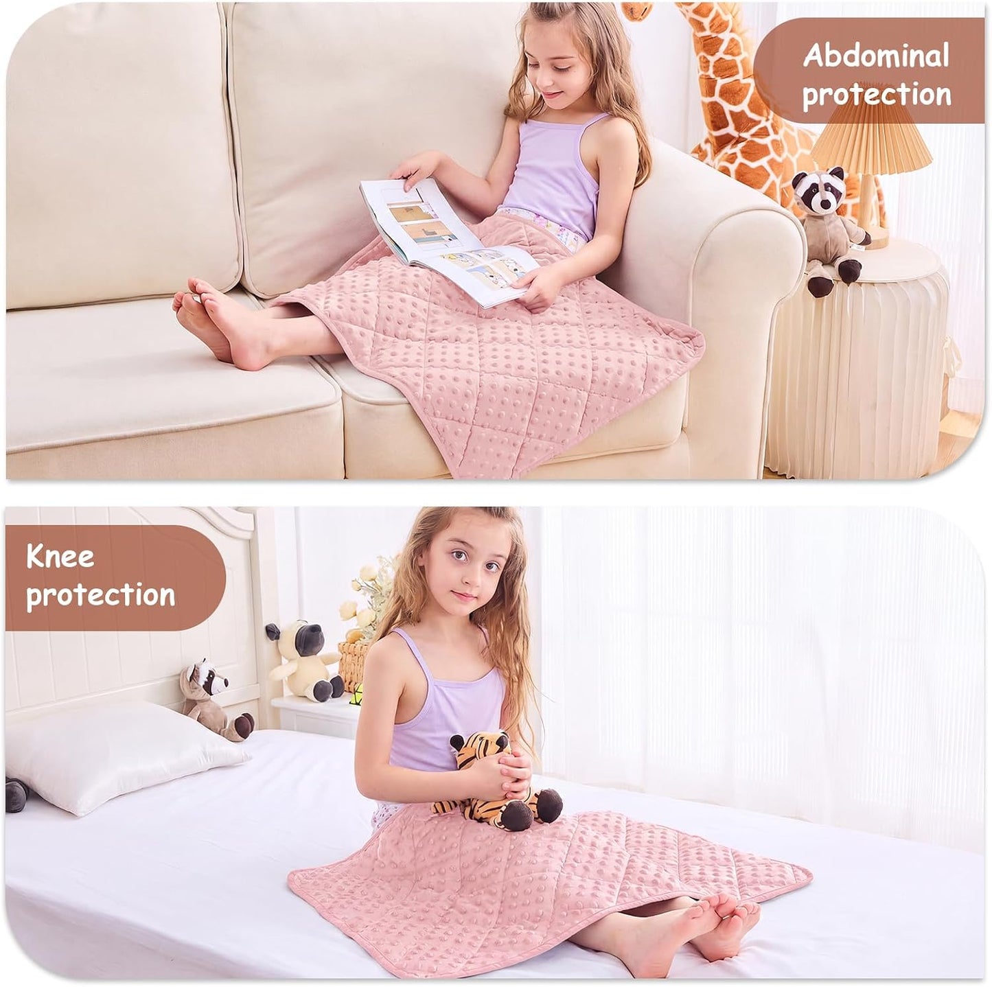 yescool Weighted Lap Pad 2 lb Blue Small Lap Blanket, Weighted Lap Blanket Cooling Heating Weighted Throw Blankets, Minky Blankets Gifts for Travel Outdoor Indoor, 20 * 30in