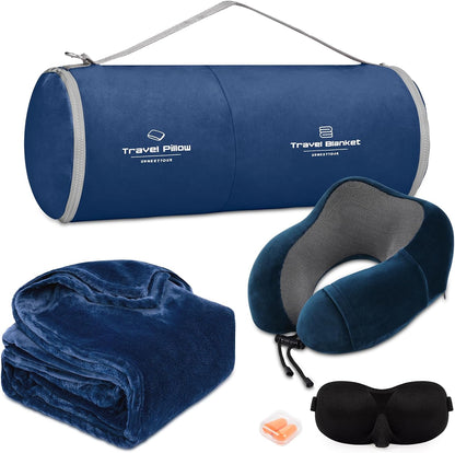 urnexttour Travel Pillow and Blanket Set Neck Pillow Airplane Foam Black