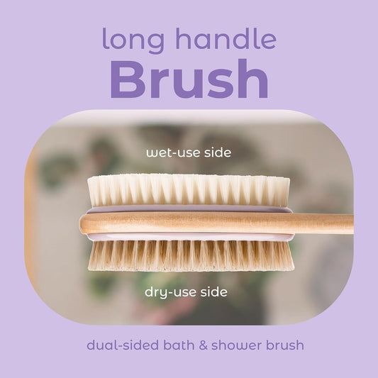 MainBasics Back Scrubber Shower Brush, Lavender, Long Handle