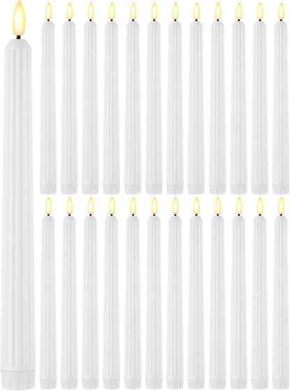 Treela 24 Pcs Flameless Taper Candles Battery Operated Bulk Fake Candles Light LED Candle Sticks Flickering Tapered for Easter Wedding Anniversary Decoration(Basic,11 Inch,Ivory)