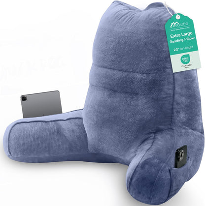 Sasttie Reading Pillows for Sitting in Bed Adult, Back Pillow Bed Sitting Up, Back-Rest Support Cushion for Sit Up on Couch, Sofa, and Floor, Dorm Essentials, Oeko-Tex Certified, Dark Grey