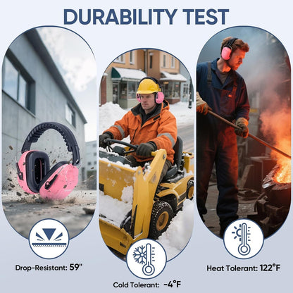 TICONN Noise Cancelling Ear Muffs for Adults, SNR 33dB Hearing Protection, Adjustable Safety Earmuffs for Construction