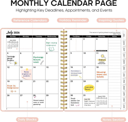 Planner 2026-2027, 8.5" x 11" Weekly and Monthly Academic Year Planner Calendar, July 2026 - June 2027, Hardcover Large School Planning Agenda With Tabs, Perfect for School & Office Supplies, A4, Green