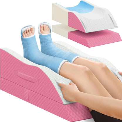 TranquilRelax Elevation Pillows for Leg After Surgery, Memory Foam Adjustable Wedge Pillow for Injury or Rest, Ankle Pillow for Sleeping Blood Circulation, Grey/Single Leg