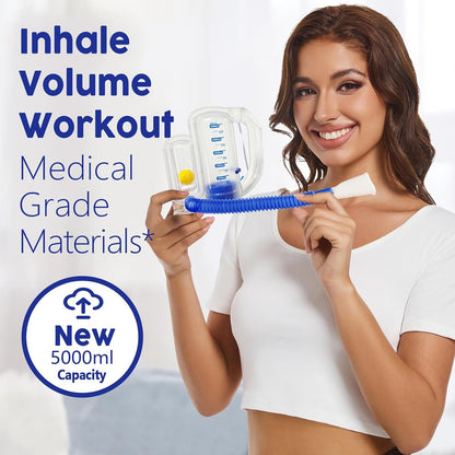 Breathing Exercise Device for Lungs, Deep Breathing Trainer for Respiratory Health & Recovery