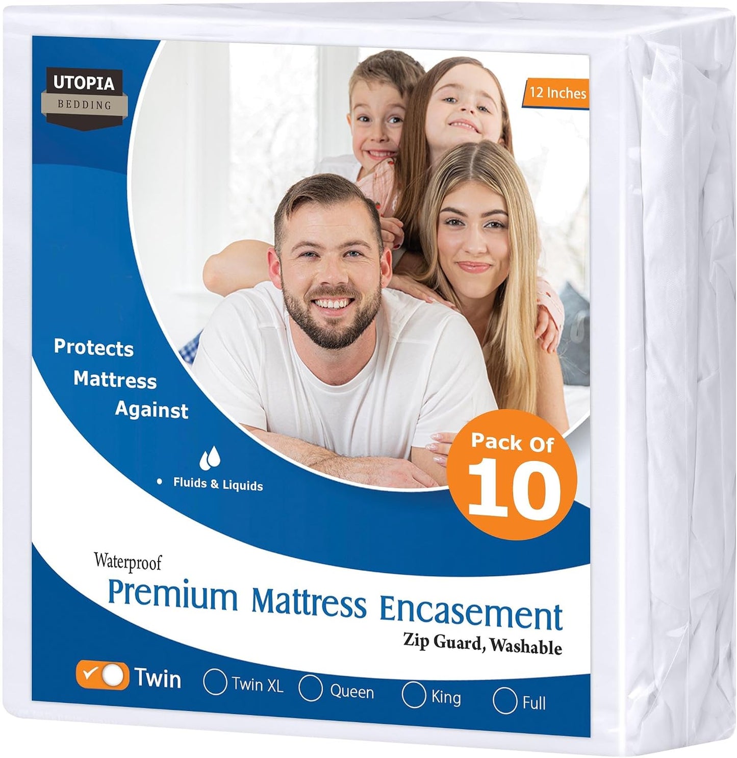 Utopia Bedding Premium Waterproof Bed Bug Mattress Cover, Twin Zippered Mattress Protector, 8 Inches Deep, Dust Mite Proof 6-Sided Mattress Encasement for Bed