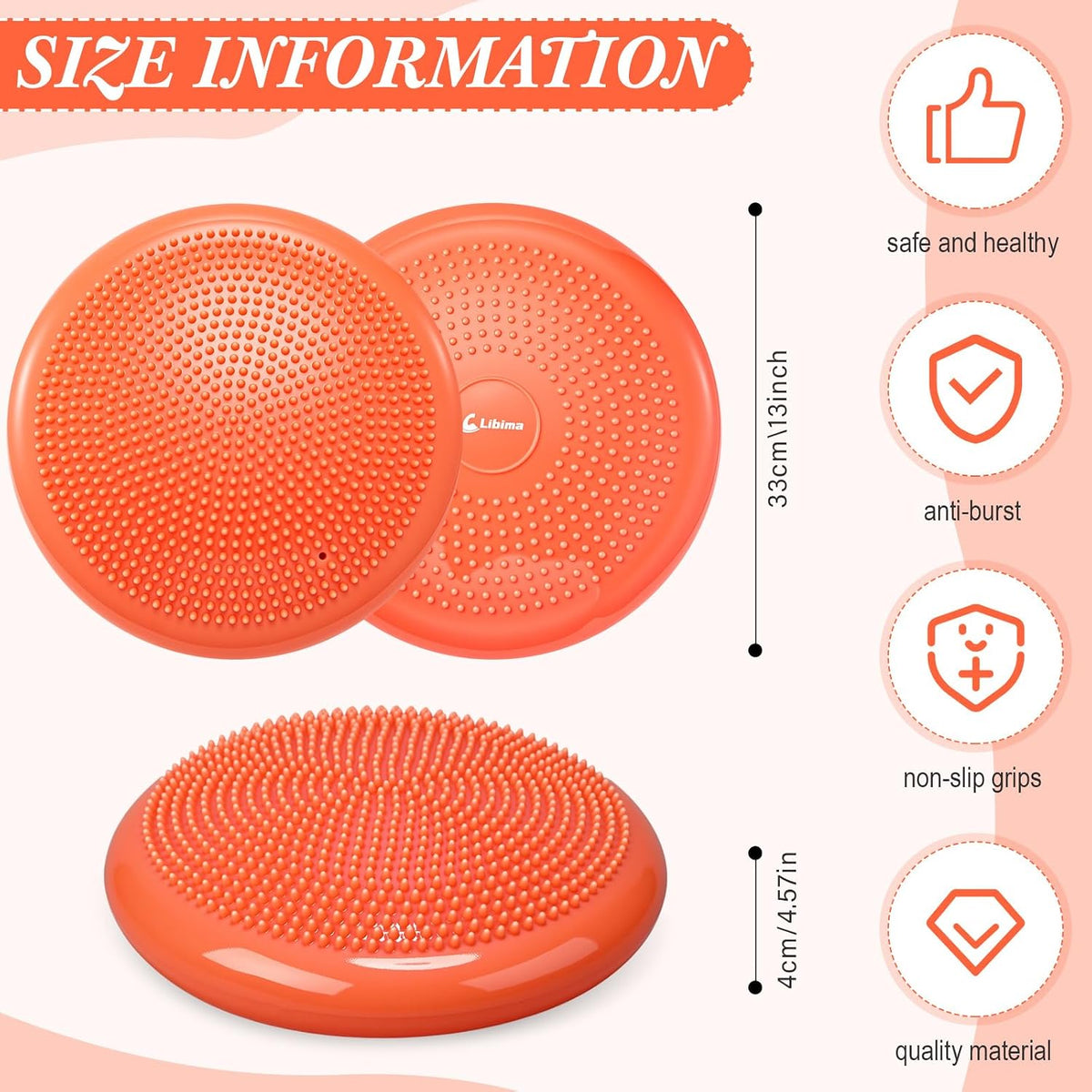 Libima 4 Pcs Wiggle Seat for Kids Inflated Wobble Cushion