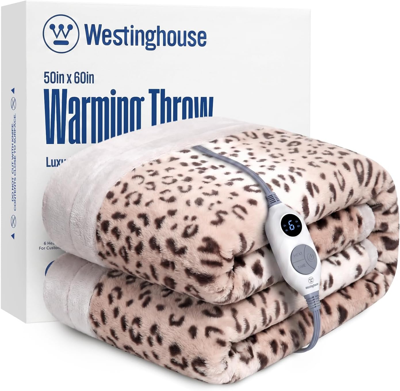 Westinghouse Heated Throw Blanket, Electric Blanket Throw with 6 Heating Levels and 2-10 Hours Time Settings, Flannel to Sherpa Super Cozy Heated Blanket Machine Washable, 50x60 inch, Charcoal