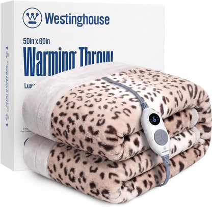 Westinghouse Heated Throw Blanket, Electric Blanket Throw with 6 Heating Levels and 2-10 Hours Time Settings, Flannel to Sherpa Super Cozy Heated Blanket Machine Washable, 50x60 inch, Charcoal