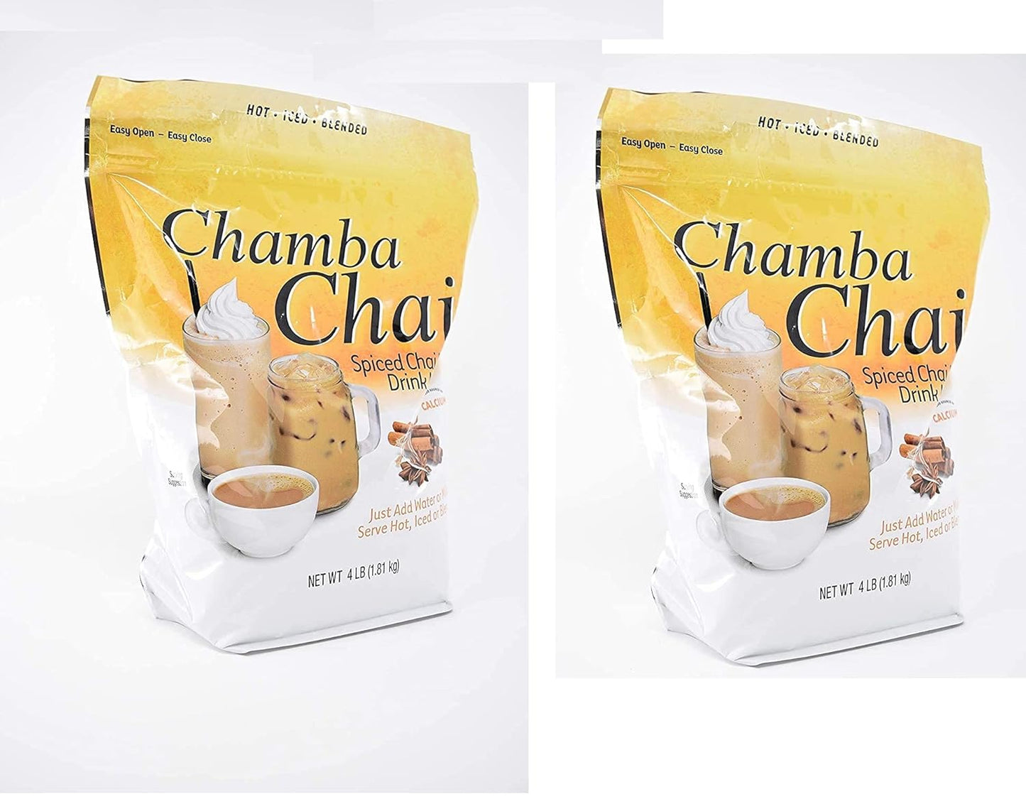 Chamba Chai Spiced Chai Latte Drink Mix (4lb Resealable Bag) (Two Pack)-L8