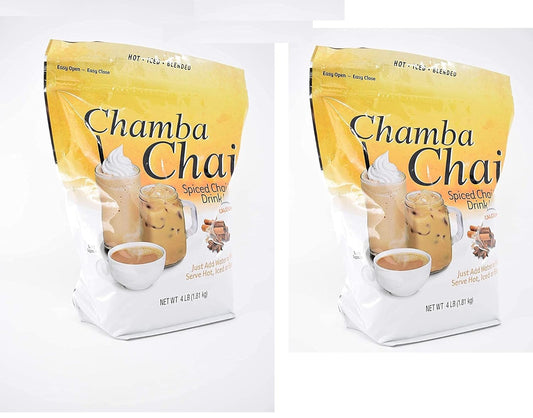 Chamba Chai Spiced Chai Latte Drink Mix (4lb Resealable Bag) (Two Pack)-L8