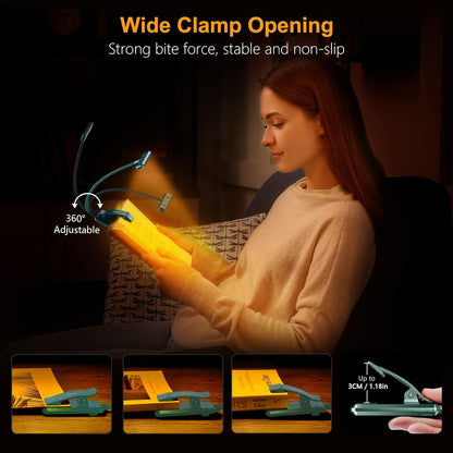Gritin 19 LED Rechargeable Book Light for Reading in Bed with Memory Function- Eye Caring 3 Color Temperatures,Stepless Dimming Brightness,90 Hrs Runtime Lightweight Clip on Light for Book Lovers
