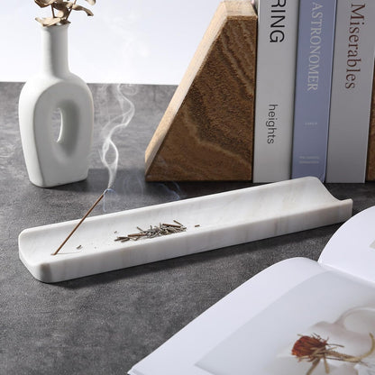 Koville Marble Incense Holder, Incense Holder for Sticks, Incense Sticks Holder Ash Catcher for Meditation Yoga SPA, Natural Stone Incense Burner, Home Table Decor (Grey)