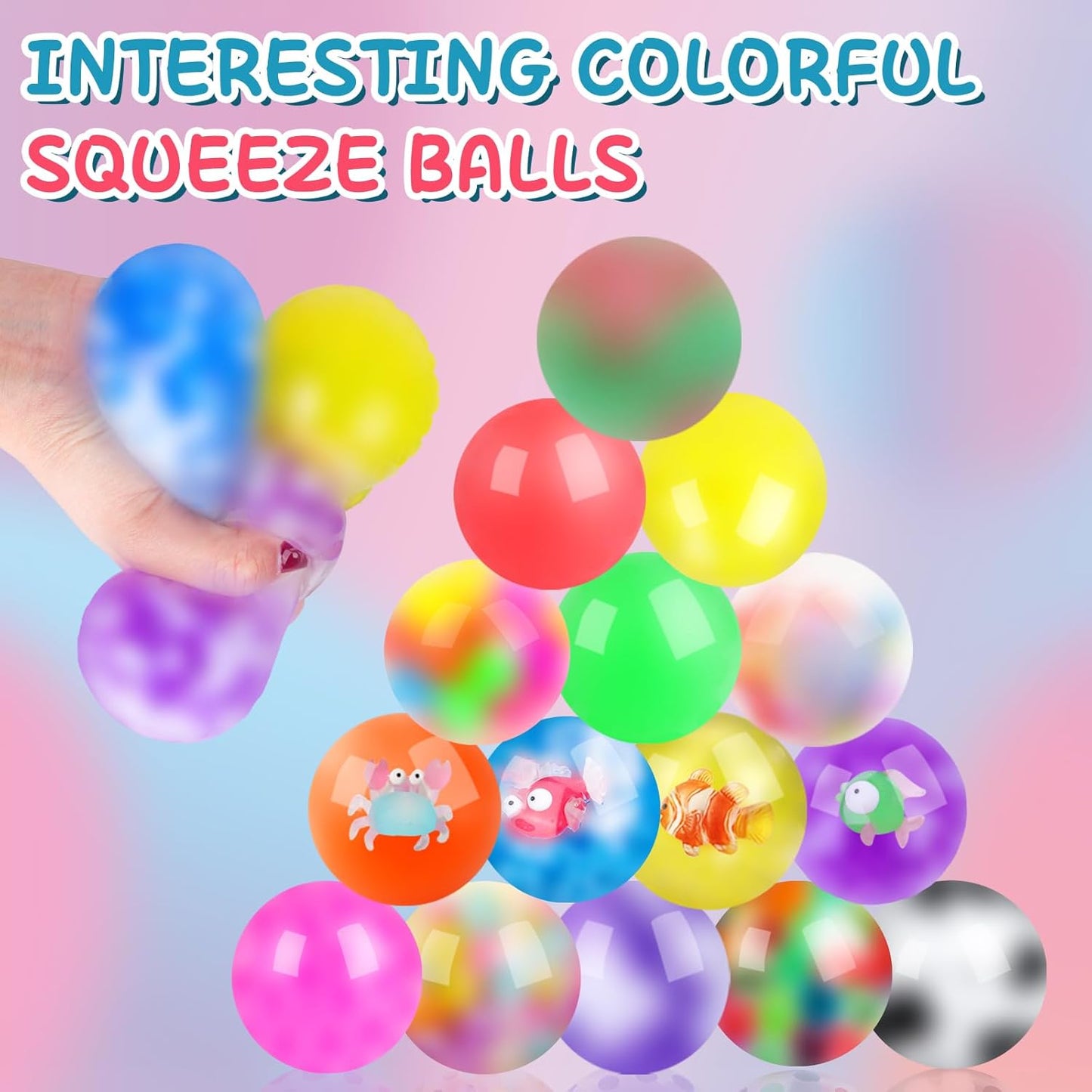 36 Pack Stress Balls, Squishy Balls, Squishy Fidget Stress Relief, Squeeze Ball for Adults Stress Relieve, Prize Box for Friends, Party Favors