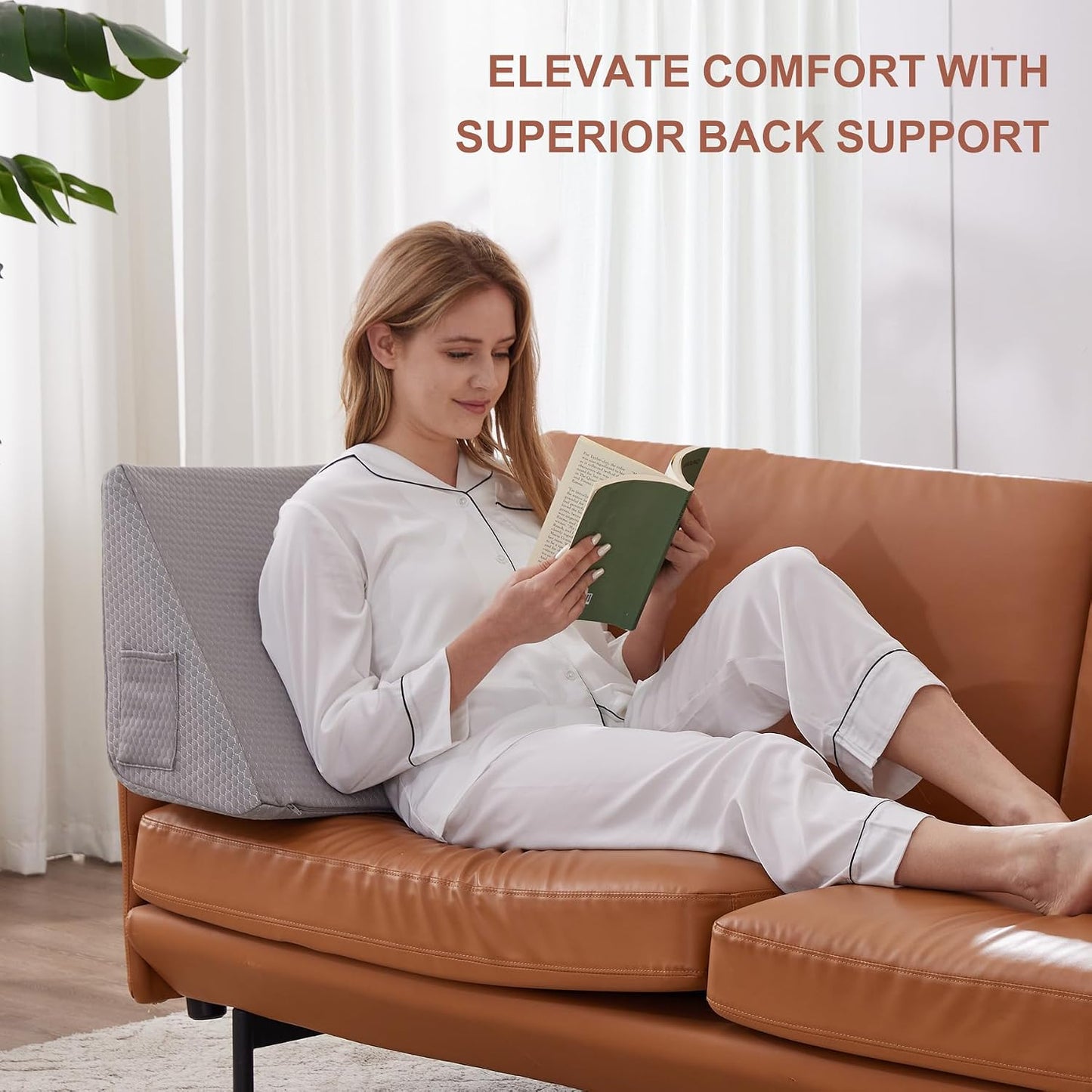 Bedluxe Knee Pillow for Back Sleeping, Leg Pillow Knee Wedge Pillow, Memory Foam Wedge Pillows for Legs Post Surgery, Triangle Pillow for Knee Support, Leg Elevation, Knees Hip Back Pain Relief, White
