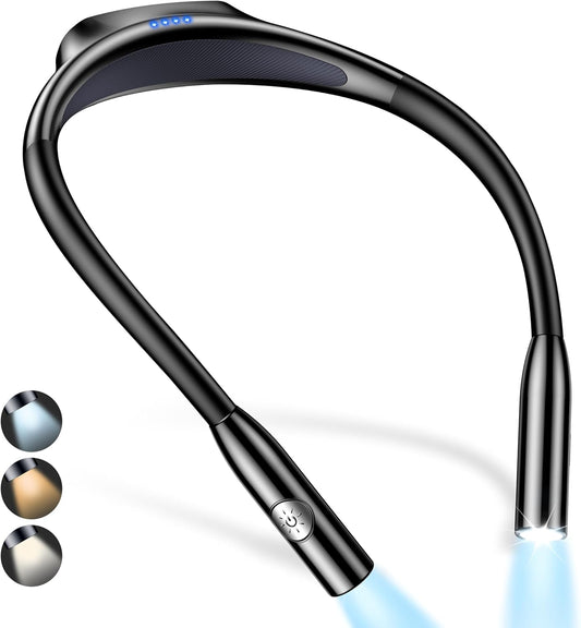 Gritin Book Light,Eye Caring 3 Colors & Stepless Dimming Neck Reading Light