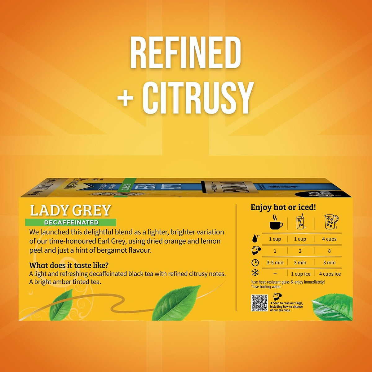 Twinings Decaffeinated Lady Grey Black Tea Individually Wrapped Bags, 100 Count (Pack of 1), Orange Peel & Lemon Peel, Fresh and Uplifting, Caffeinated, Enjoy Hot or Iced, 100 Teabags