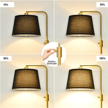 【Upgraded】 Dimmable Floor Lamp, 1000 Lumens LED Edison Bulb Included, Arc Floor Lamps for Living Room Modern Standing Lamp with Linen Shade, Tall Lamp for Bedroom Office Dining Room- Black
