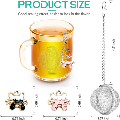 NSTaygate 2pcs Tea Infuser,Loose Leaf Tea Steeper Tea Strainer with Charm Handmade Dragonfly Butterfly Pendant Tea Ball Tea Filter Tea Infusers for Loose Tea