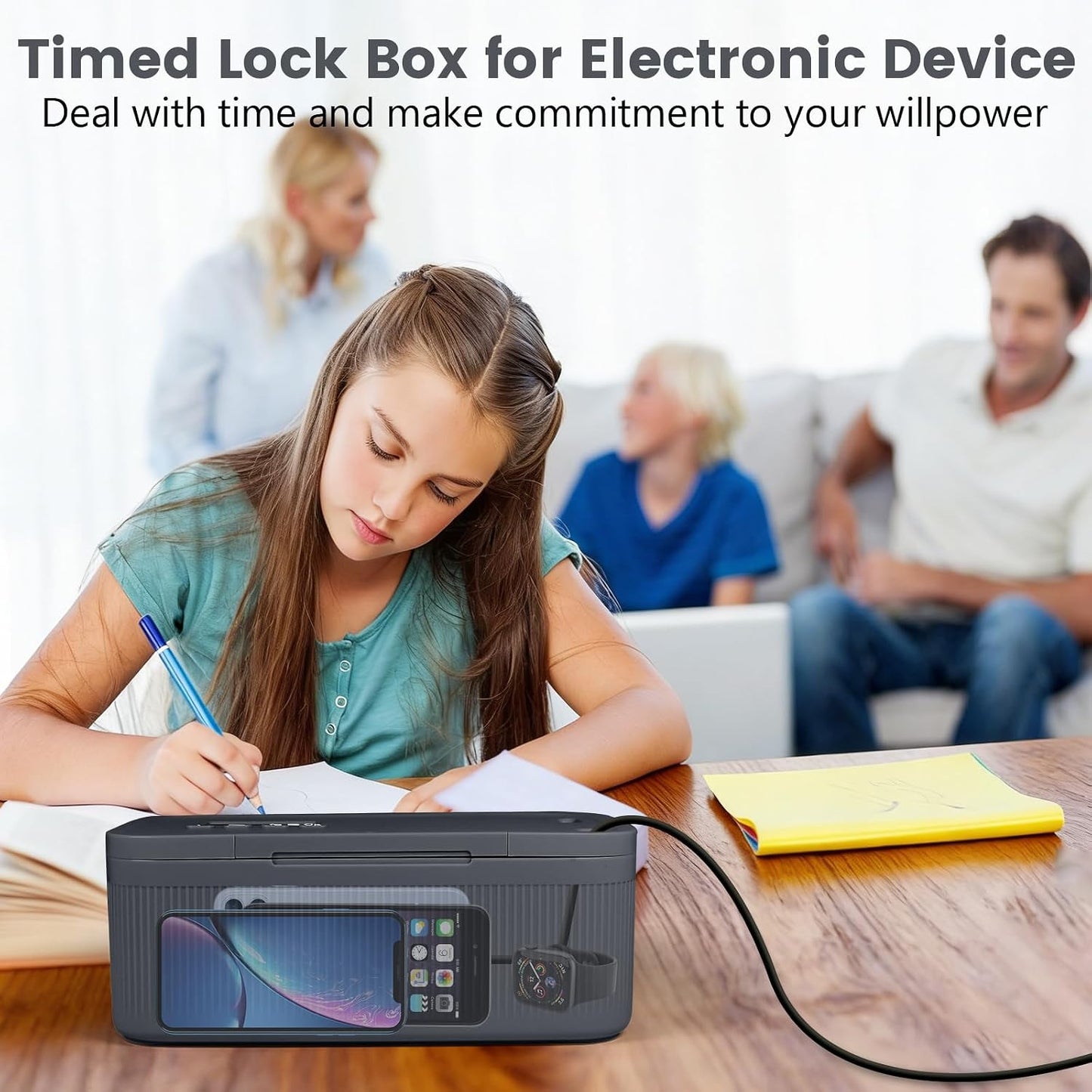 Timed Lock Box,Phone Lock Box with Timer Unplug from Phones Snacks Video Games & Cravings,2-in-1 Quick Lock or Timer Lock Mode - 30 Days Max,Productive & Focused Phone Jail Box for Safe
