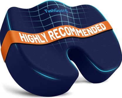 TushGuard Seat Cushion for Office Chair Memory Foam Non-Slip Cushion Back, Relief Chair Pad, Butt Pillow for Office Chair, Car, Computer Desk, Black