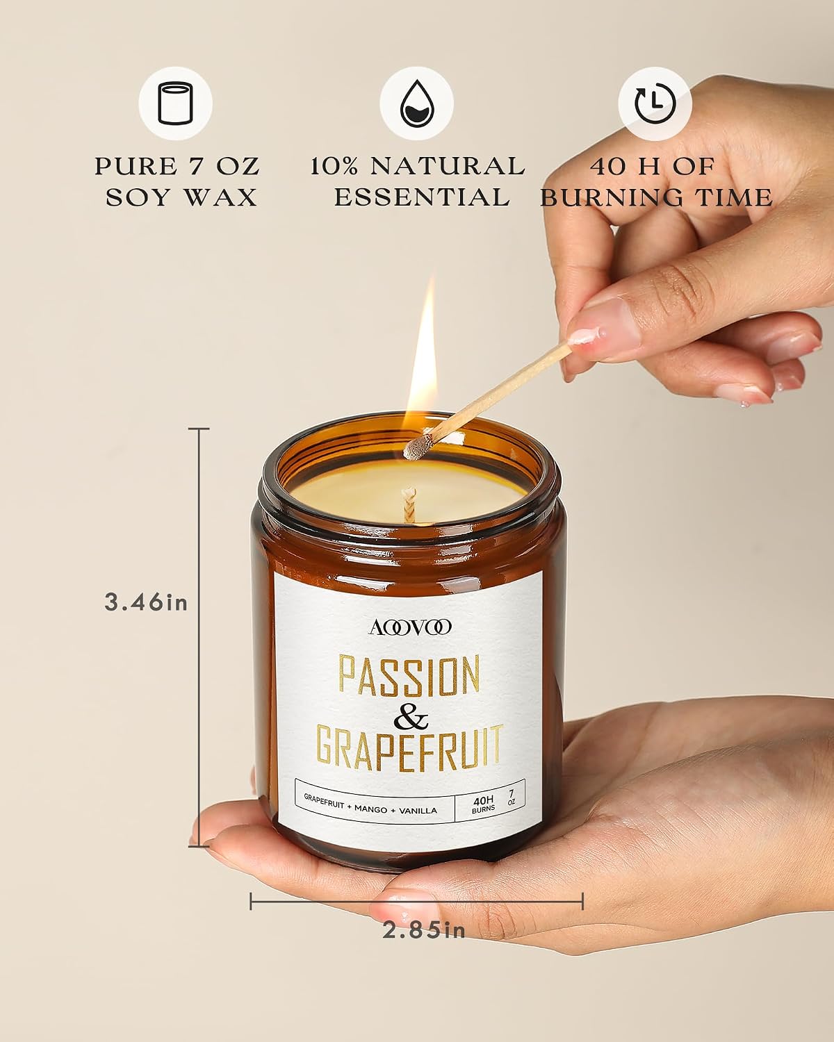 AOOVOO Scented Candles - 4PC Candle Set, 36 oz Soy Candles