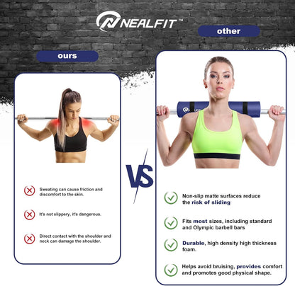 NEALFIT Barbell Pad Squat Pad for Squats—Squat Bar Pad—Great for Weightlifting,Lunges and Hip Thrusts—Foam Sponge Pad—Fit Standard and Olympic Bars Perfectly