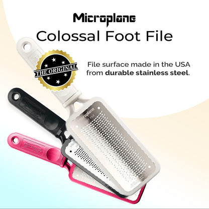 Microplane Colossal Foot File Scraper - The Original Stainless Steel Foot Rasp, Dead Skin/Callus Remover for Feet, Gentle Foot Scrubber, Pedicure Tools for Salon-Quality Foot Care, Black