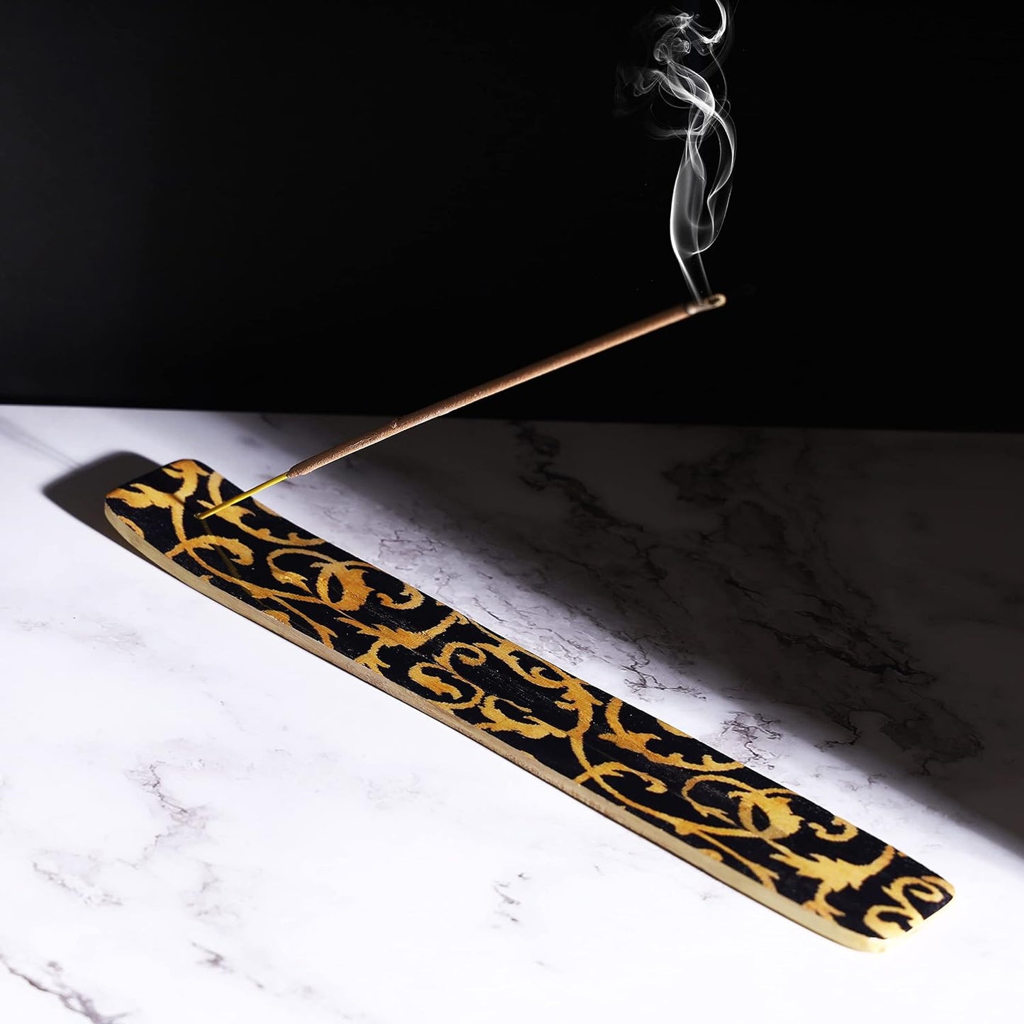 Bless-International Traditional-Handmade-Burner Wooden-Incense-Stick-Holder Ash-Catcher-Stand for-Aromatherapy-Meditation-Yoga (Incense Holder 10 inch(2 pcs))