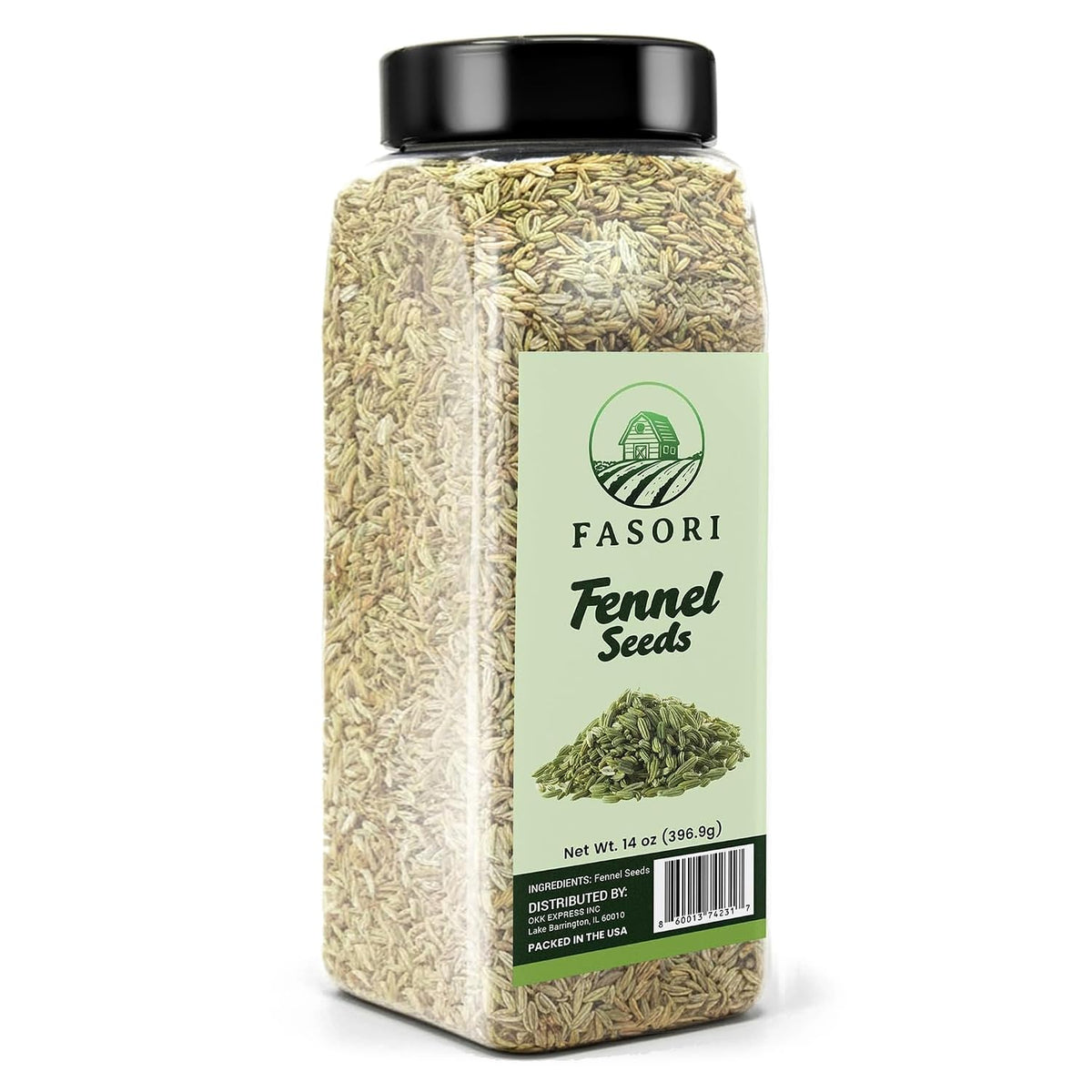 Fasori Fennel Seeds Whole 14 oz (397 g) – Premium Dried Fennel Seed, Aromatic Mediterranean & Indian Spice for Cooking, Tea & Seasoning