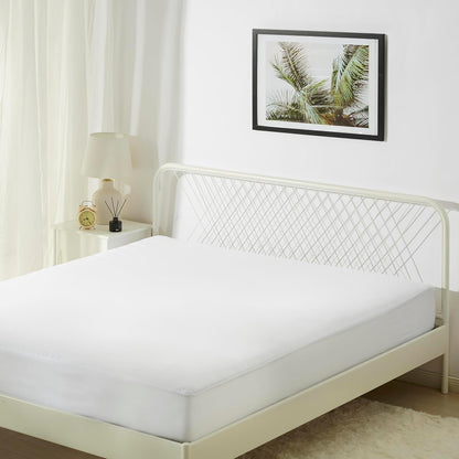 Amazon Basics Waterproof Mattress Protector, Fitted, Silent Protection, Twin, White