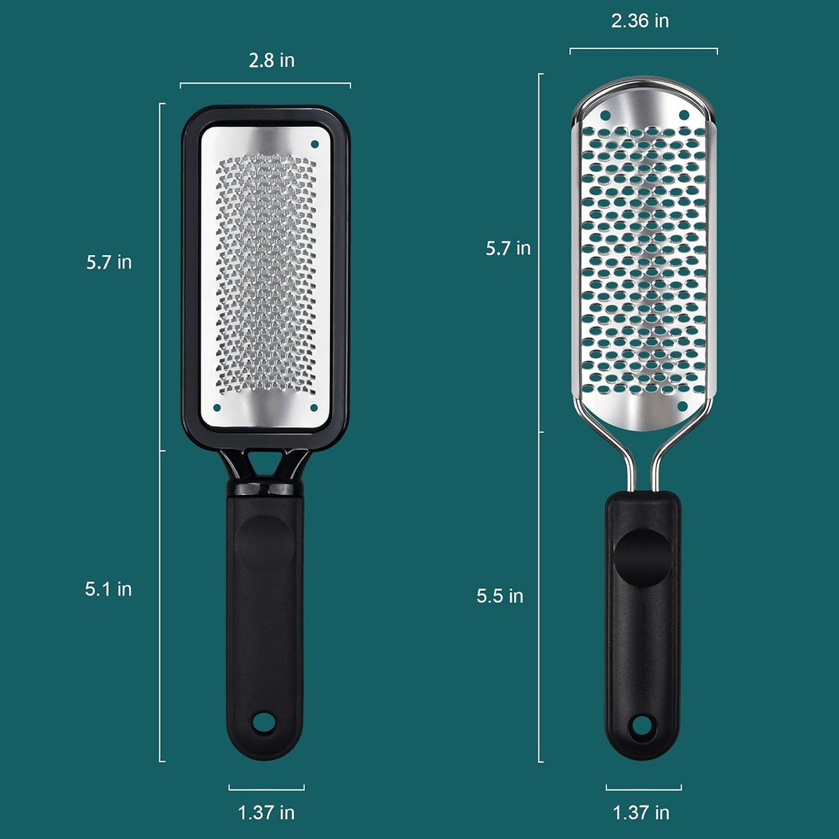 Foot Rasp Foot File, 2 Pcs Stainless Steel Pedicure Callus Remover for Feet, Professional Foot Care Tools for Pedicure to Removes Hard Skin Corns for Dry and Wet Feet