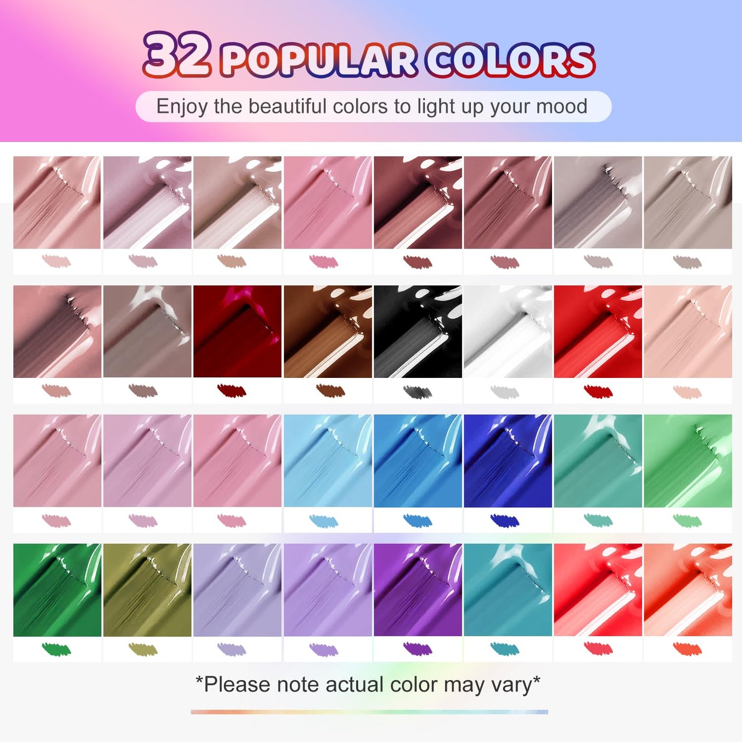JODSONE Gel Nail Polish Kit with U V Light 32 Colors Gel Polish Nail + 4 Functional Adhesive Bottles Kit Soak Off Manicure Tools Gifts for Women