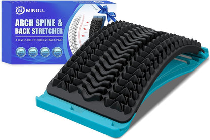 MINOLL Back Stretcher for Lower Back Pain Relief, Multiple Level Adjustable Arch Lumbar Back Cracker Board, Back Cracking Device, Back Massager for Scoliosis, Spine Decompression Support